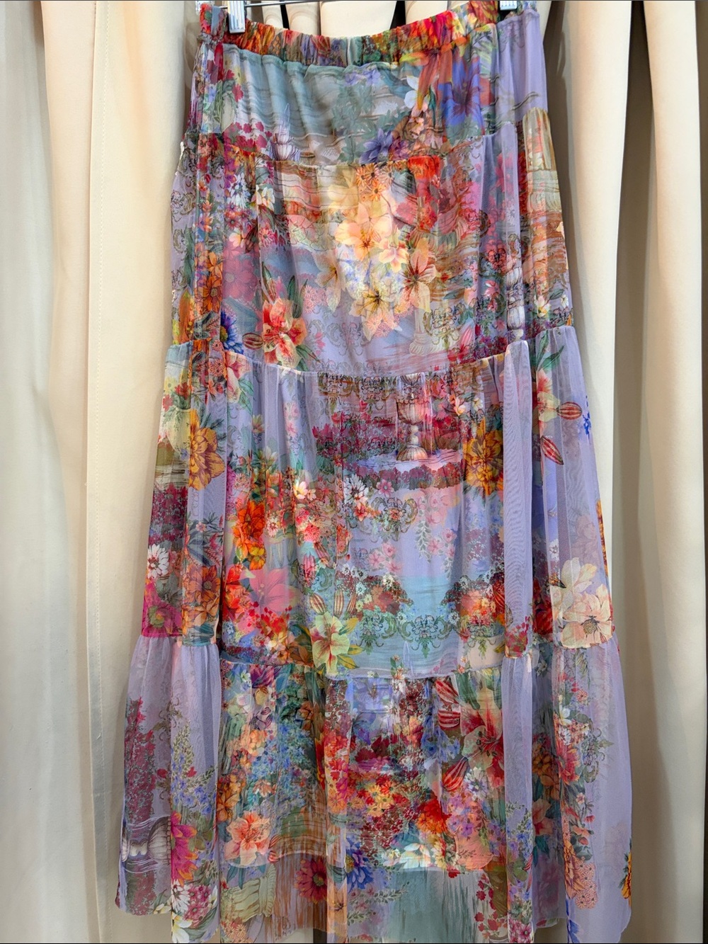 Johnny Was Tiered Maxi Skirt with Floral Embroidery NWT Size M - Picture 9 of 10
